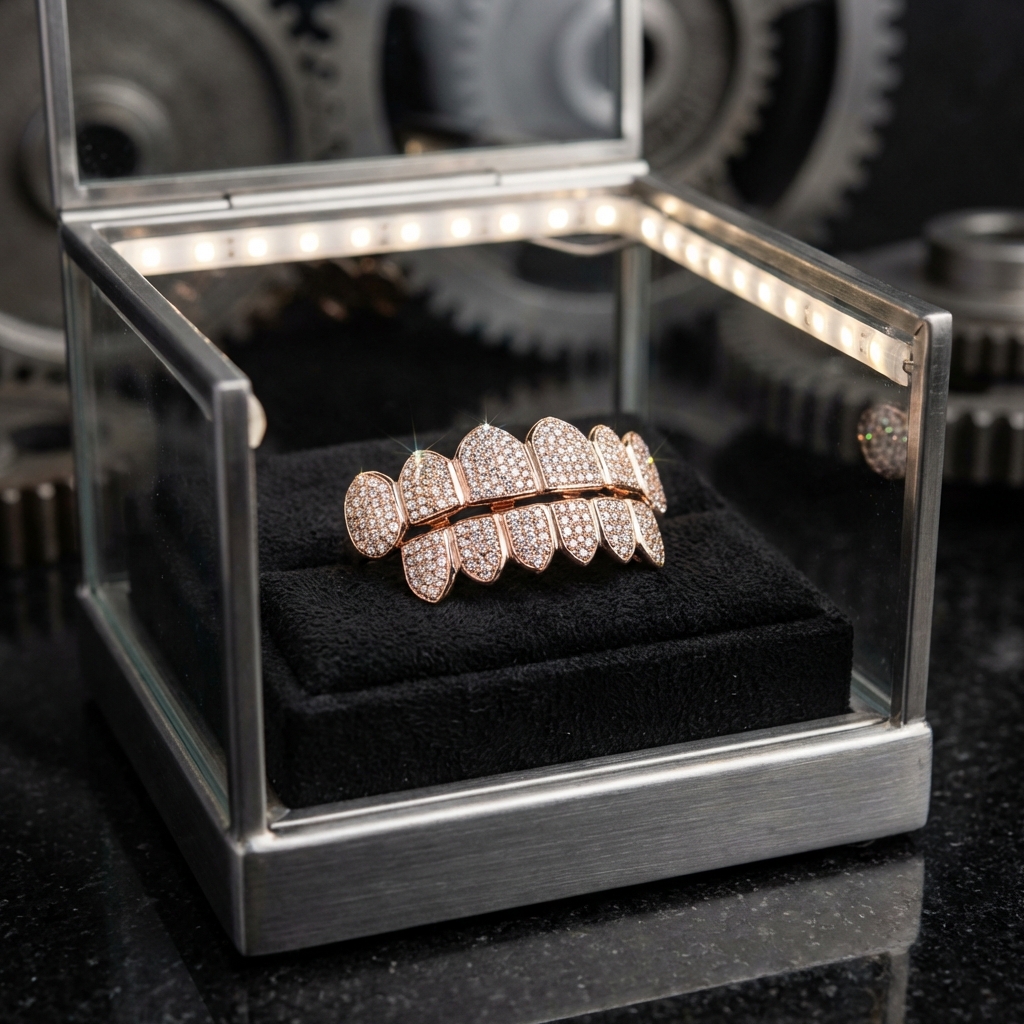 Custom Rose Gold and Diamond Grillz